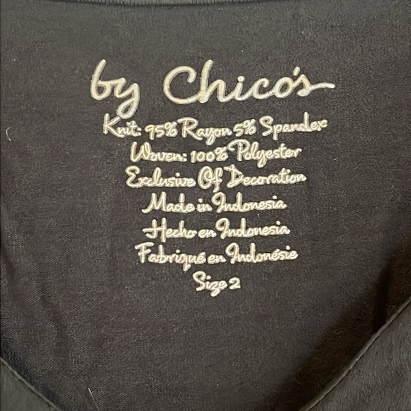 Chico’s Black Cap Sleeves Top US12 / Chico’s Size 2 - Picture 3 of 4